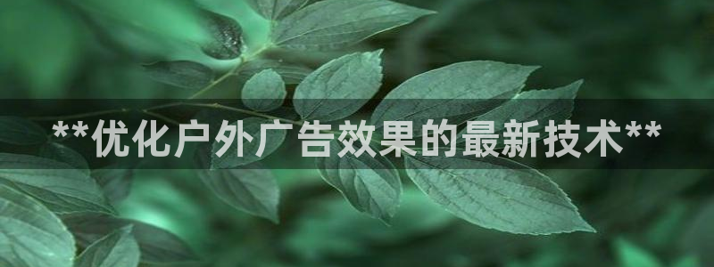杏宇平台客服：**优化户外广告效果的最新技术**