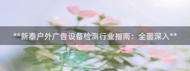 杏宇平台主管：**新泰户外广告设备检测行业指南：全面深入**